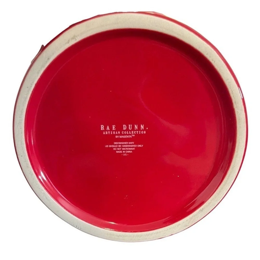 Rae Dunn Santa Cookies Jar Red‎ Ceramic Christmas Holiday Kitchen Decor Lid